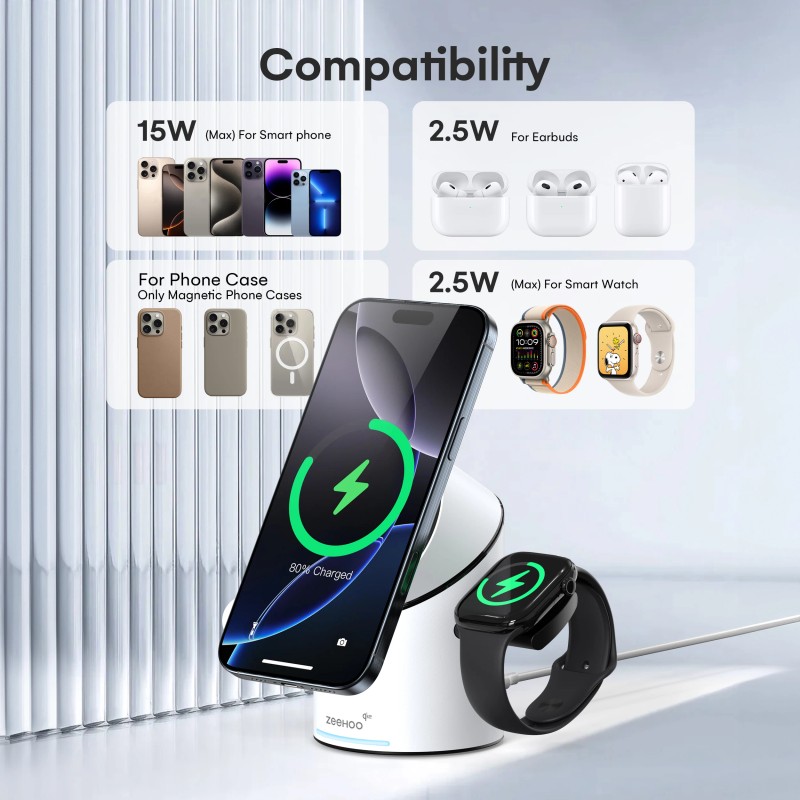 CylinTrick R 3-in-1 Wireless Charging Station-White-JP Plugsocket standard: JP, color:
