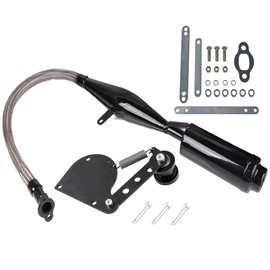 Supermotorparts Flexible Exhaust Muffler Pipe Silencer Chain Tensioner Adjuster Kit For 49cc 60cc 66cc 80cc 100cc 2 Stroke Engine Motorized Bicycle Bike Gas Motor Parts （Black）