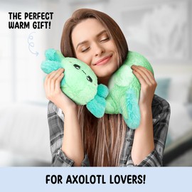 Axolotl Unscented 2Lbs Heating Pad for Neck Shoulders and Back Wrap Microwavable, Heatable 22.5" Cute Warm Stuffed Animals Neck Warmer - Axolotl Gifts for Women Girls and Kids