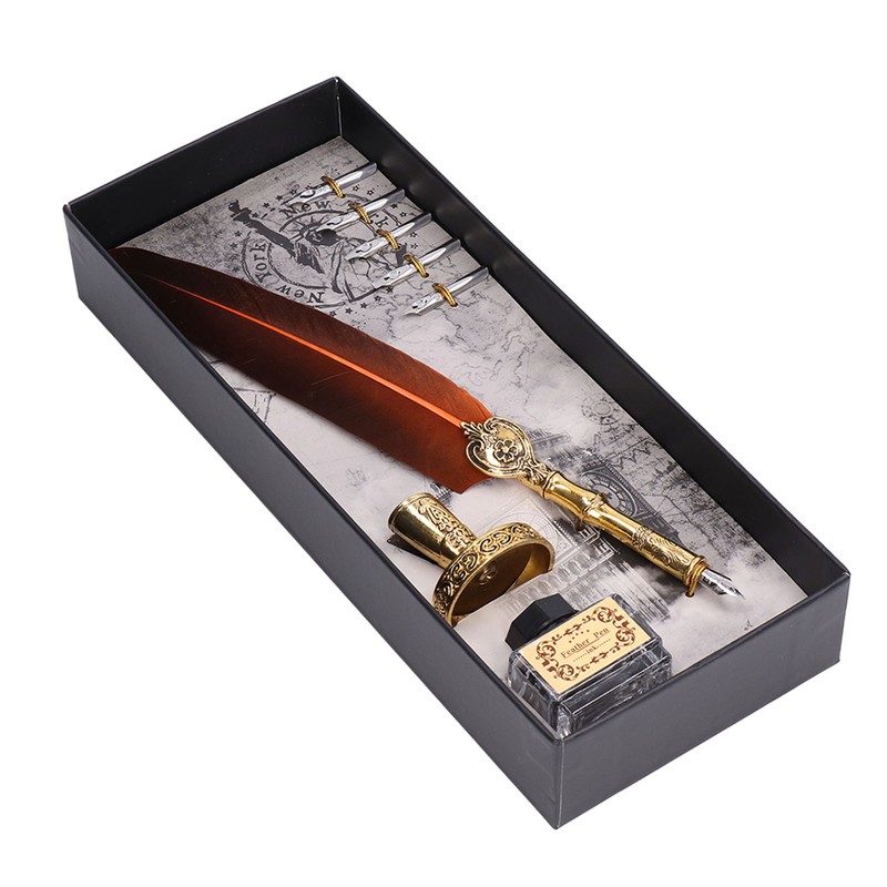 Feather Pen Exquisite Vintage Elegant Stainless Steel Smoothly Writing Wear