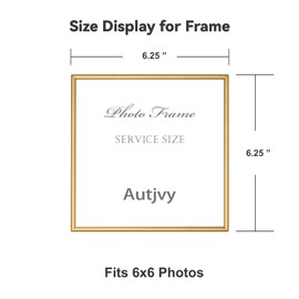 Autjvy 6x6 Picture Frame Set of 2, Gold Modern Simple Thin Aluminum Metal Square Photo Frames with HD Glass, Display for Tabletop and Wall, 2 Pack