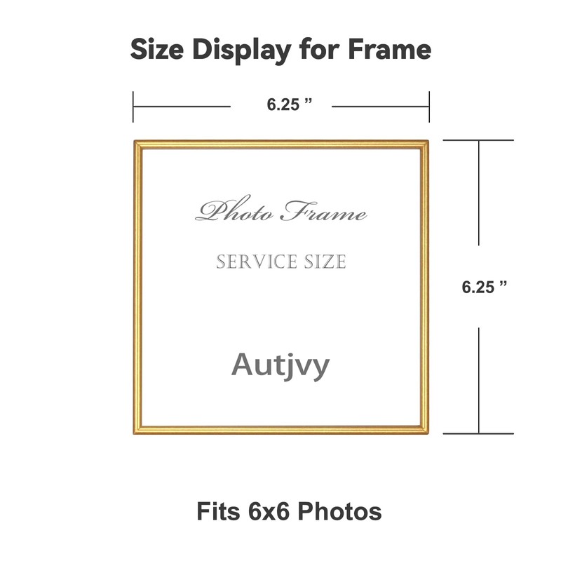 Autjvy 6x6 Picture Frame Set of 2, Gold Modern Simple