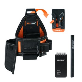 MELOTOUGH Small Tool Pouch Tape Measure Pouch/Utility Knife Pouch Tool Belt Pouch with Belt Clip,Clip on Knife Pocket Holder for Electrican/Carpenter(Orange)