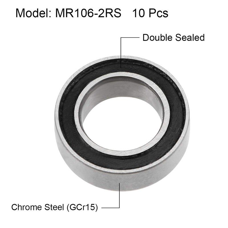 sourcing map MR106-2RS Deep Groove Ball Bearings 6 mm Inner