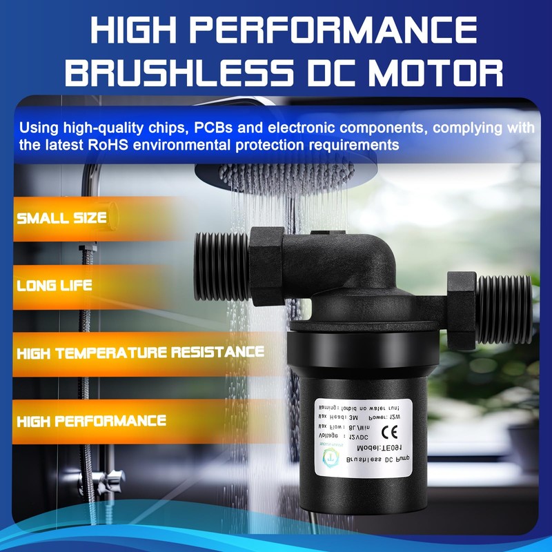 Threlaco DC 12V Solar Hot Water Heater Circulation Pump with