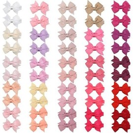 50 count 2inch  Hair Clips - Fully Lined Tiny  Hair Bows  Clips for     25 Colors in Pairs - Color: 50pcs/Pink