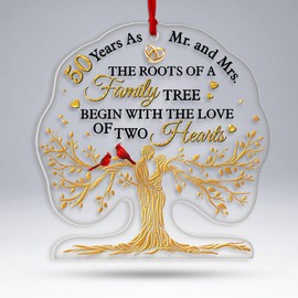 CEZII 50th Wedding Anniversary Christmas Ornament 2025 for Parents, Happy 50 Years Married as Mr & Mrs Xmas Ornament for Tree Decoration, 50th Anniversary Marriage Gift for Couple Husband Wife