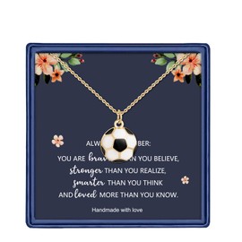 Haoze Soccer Gifts for Women Soccer Ball Charm Necklace Soccer Player Gift Soccer Team Gift for Women Football Lover Gift (Gold)