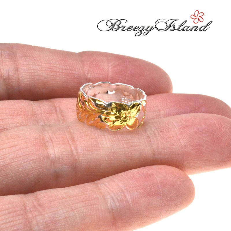 [BreezyIsland] Hawaiian Jewelry Ring, Mireleaf 8mm Width, Sterling Silver