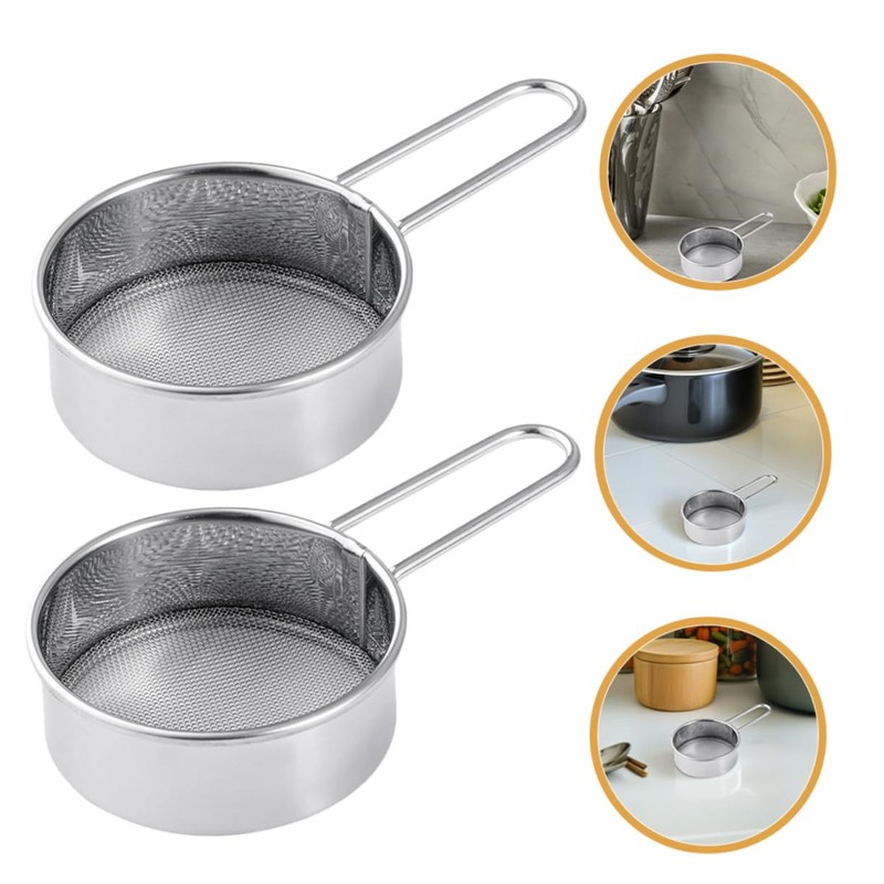 BUGUUYO 2pcs Handheld Mini Stainless Steel Flour Sifter Mesh Powder