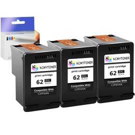 KCMYTONER 62XL Remanufactured Ink Cartridge Replacement for HP 62 XL Compatible with Envy 7640 5660 7645 5540 Officejet 200 250 Printer (3 Black)
