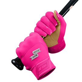 SSK X1 Color Rush Adult Baseball Batting Gloves - Durable Cabretta Leather Palm - 11 Colorways (Pink, X-Large)
