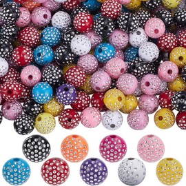 SUNNYCLUE 1 Box 10mm Rhinestone Beads Acrylic Beads Bulk Gypsophila Large Shiny Inlaid Rhinestones Balls Plastic Candy Opaque Beads for Jewellery Making Diy Keychains Bracelets Necklace Supplies Women