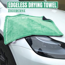 Towelogy® Double Sided Car Drying Towel XL Microfibre Twisted Loop Extra Large Thick 1200GSM Fast & Streak Free Detailing Drying Towel For Cars (Green)