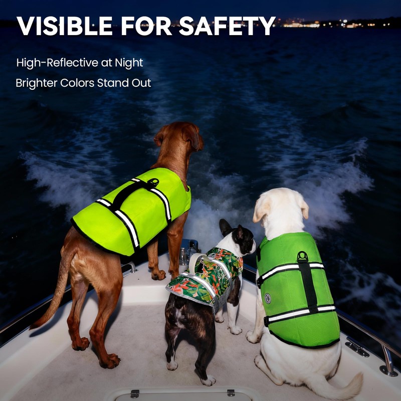 VIVAGLORY Rip Stop Dog Life Vest, Swimming Vest with Handle,