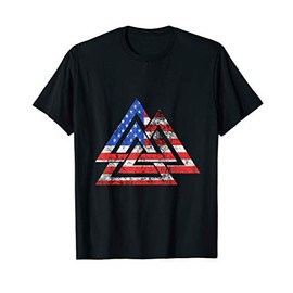 Valknut Symbol America USA Flag Patriotic Viking Wiccan Odin T-Shirt for Women Kids Men