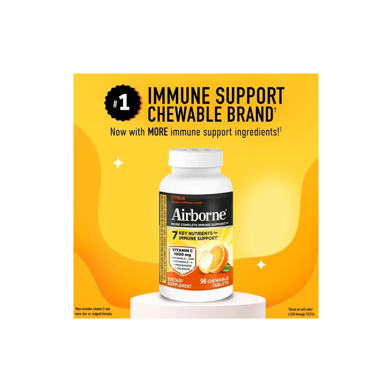 Airborne Vitamina 1000mg Masticables Zinc Tabletas