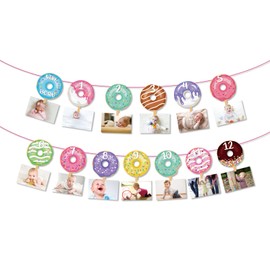 Donut First Birthday Banner, Doughnut Photo Banner for Girl, Donut Grow Up 1st Picture Banner Party Decoration