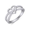 AFFY Infinity Heart Promise Ring Round White Cubic Zirconia Split