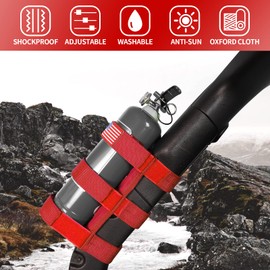 Voodonala for Jeep Roll Bar Fire Extinguisher Holder 2.5-3LB Adjustable Strap Bracket Mount for 1965-2024+ Jeep Wrangler TJ CJ YJ JK JKU JL JLU JT, Red, 1pc