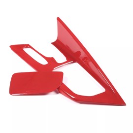 Unbranded Center Console Gear Panel Red Interior Trim Set Frame Fits 2020-Up Corvette C8