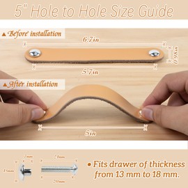 LEREATI Leather Handles for Furniture, Pack of 4 Cabinet Handles with Screws, Furniture Handles, Vintage Drawer Handle, Knobs, Furniture Handle, Leather for Kitchen Cabinets, Cabinets, Bathroom