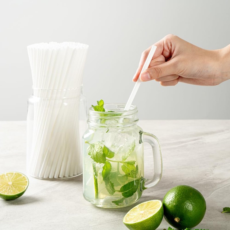 Basic Nature 8.3 Inch Compostable Straws, 100 Disposable Straws -