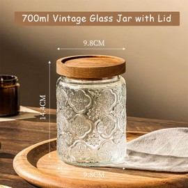 Taefaba Vintage Glass Jar With Airtight Lid, Spice Jars Overnight Oats Containers Glass Storage Containers Kitchen Storage Containers for Sugar, Coffee, Tea,Candy Cookie,Pasta,Cereal