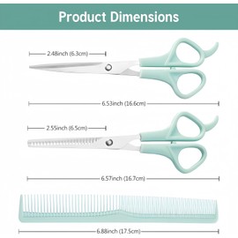 Professional Hair Scissors Set, Hairdressing and Thinning Shears with Comb, for Home, Salon, Barber