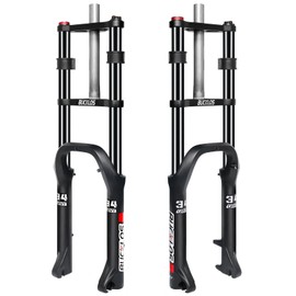 BUCKLOS 20 inch 4.0 Fat Tire Bike Suspension Fork, 180mm Travel 135mm Spacing Hub 9mm QR Ebike Oil MTB Fat Fork, Double Crown 1-1/8 Straight Electric Bicycle Front Fork, Snow Beach Mountain Bike