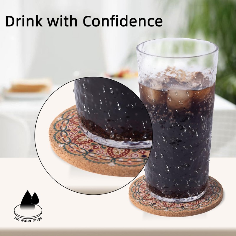 STARUBY 12 Pcs Cork Coasters, Coasters for Drinks, Coasters for