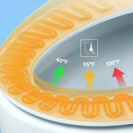 iliD Heated Toilet Seat, Elongated Seat, Three Levels of 90°F, 95°F,100°F, 3D Curved, Lid and Seat Soft Close, Light-sensitive Night Light, IPX4