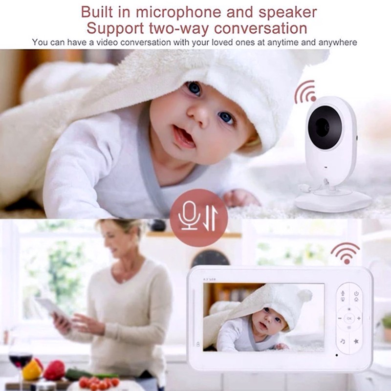 4.3” Display Video Baby Monitor with Camera and Audio Remote