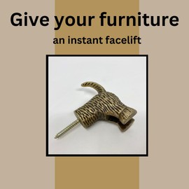 Dog Tail in Antique Brass Metal Drawer Knob or Hook Animal (Hook)