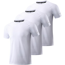 Boyzn Men's 3 Pack Workout Running Shirts, Dry Fit Moisture Wicking T-Shirts, Sports Gym Athletic Short Sleeve T Shirts for Men White-3P13-2XL