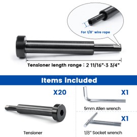 [Patent] Muzata 20 Pack 1/8" Black Invisible Cable Railing Kit Hardware Invisible Receiver Swage Stud End for 2"x2" 4"x4" Wood Metal Post T316 Stainless Steel Deck Cable Railing System CR36