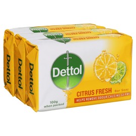 Dettol Bar Soap Citrus Fresh 3 x 100g, 312 grams