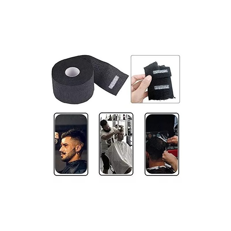 ericotry Papel Cuello Barbería Negro 2 Rollos