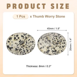 PATIKIL Thumb Worry Stone for Anxiety, Natural Oval Crystal Stone, Polished Gemstone Hand Carved Pocket Rock Anxiety Crystals for Women Stress Gifts Meditation, Spotted Black