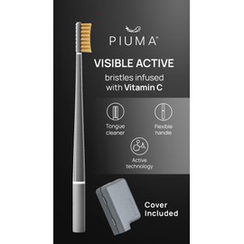 Piuma Care Zahnbürste – weiche Borsten – Vitamine infundierte Borsten – Zahnpflege – Vorbeugung von Flecken – Zungenreiniger weich – Tiefenreinigung