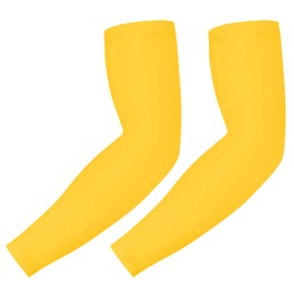 HDE Arm Sleeves for Men Women, Compression Sleeve Arm UV Protection Basketball Baseball Football Yellow - M