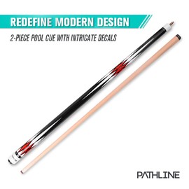 Pathline Pool Cue Stick - 58 inch Canadian Maple Billiard Pool Stick (Red 21oz)