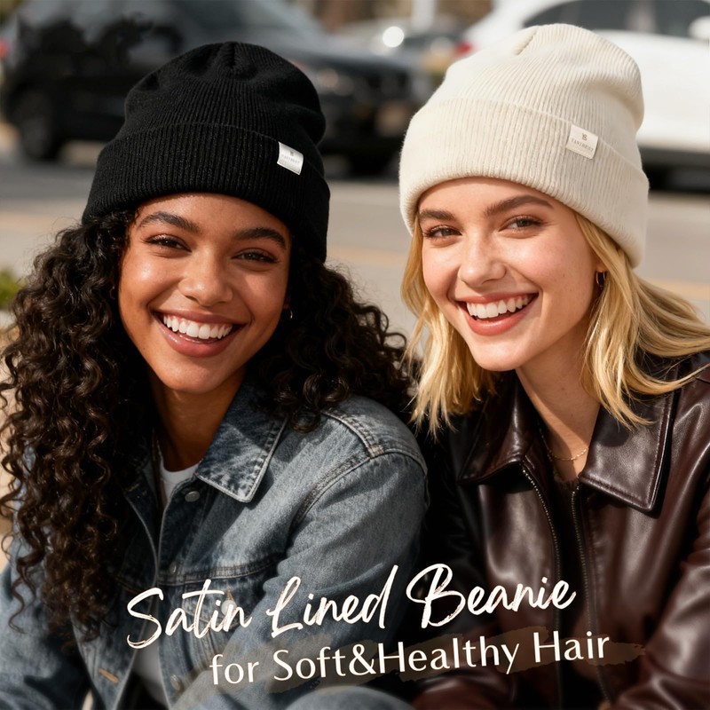 YANIBEST Satin Lined Beanie for Women Reduce Frizz Winter Hats