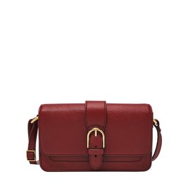 Fossil Damentasche Zoey, rote schwarze kleine Crossbodytasche aus Leder, L: 19,7 cm, B: 3,8 cm, H: 11,4 cm, ZB1937602