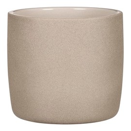 SCHEURICH Set of 2 Solido Taupe Stone Ceramic Pots – 6.9" Barrel-Shaped Indoor Planters – Durable&UV-Resistant - for Houseplants, Herbs & Greenery – Modern Decorative Design – Made in Germany – 0.8 gl