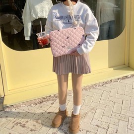 HICARRY Puffy Laptop Sleeve Case Cute Quilted Computer Bag, 13 Inch Bow Embroidery Printed Laptop Carrying Cases, Coquette Aesthetics Protective Cover, Compatible with 11" 13" 15" Notebook