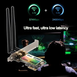 Ubit Gigabit Network Card, Intel AX200 Chip, Max 2974Mbit/s with BT 5.2, 802.11AX Dual-Band (2.4/5GHz) PCIe WLAN Card, MU-MIMO, OFDMA, Ultra-Low Latency, Supports WIN10/11 64bit