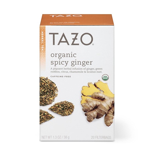 Tazo Organic Spicy Ginger Herbal Tea Filterbags , 20 Count (Pack of 6)