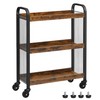 VASAGLE 3-Tier Narrow Storage Cart, Rolling Cart with Wheels, Steel