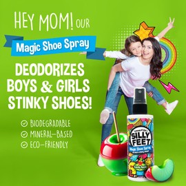 Foot and Shoe Deodorizer Spray, Extra-Strength Odor Eliminator for Smelly Shoes, Kids’ Feet, and Sweat, Candy Apple Scent, Alternative to Powder for Odor Control